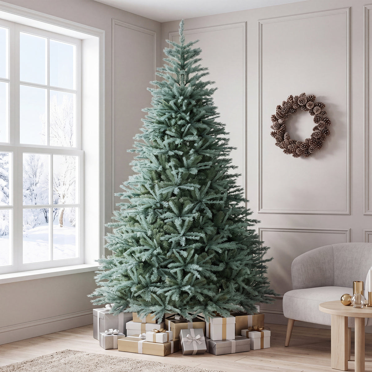 6/7/8 FT Artificial Spruce Christmas Tree with 775/1215/1765 Lush Branch Tips for Holiday