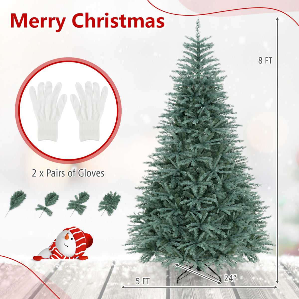 6/7/8 FT Artificial Spruce Christmas Tree with 775/1215/1765 Lush Branch Tips for Holiday