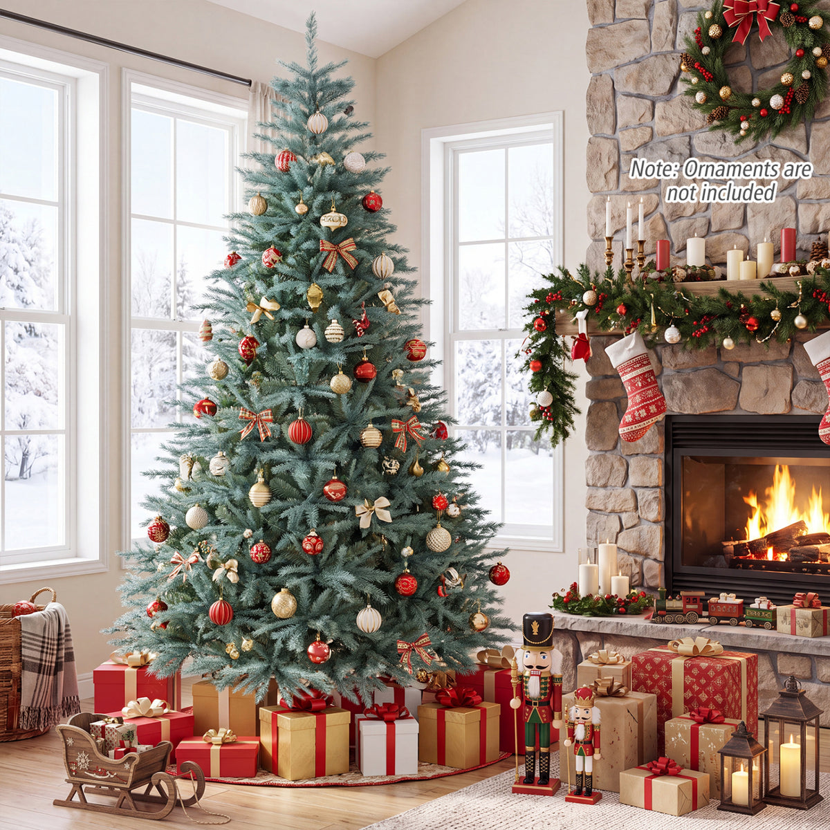 6/7/8 FT Artificial Spruce Christmas Tree with 775/1215/1765 Lush Branch Tips for Holiday