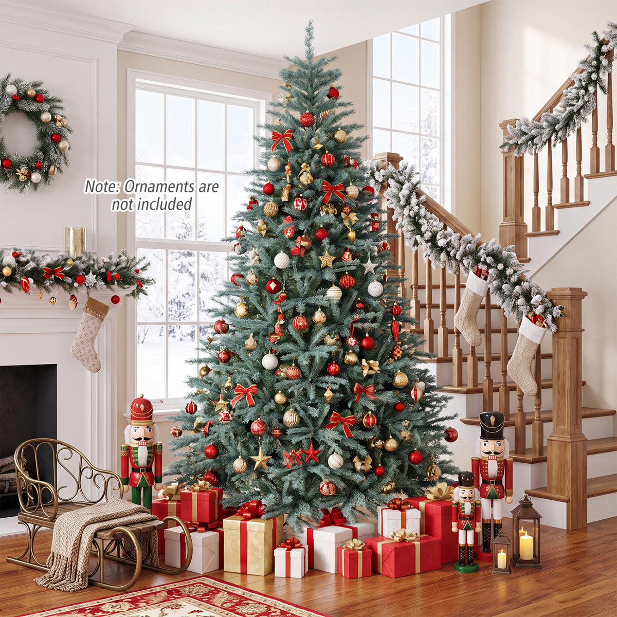 6/7/8 FT Artificial Spruce Christmas Tree with 775/1215/1765 Lush Branch Tips for Holiday