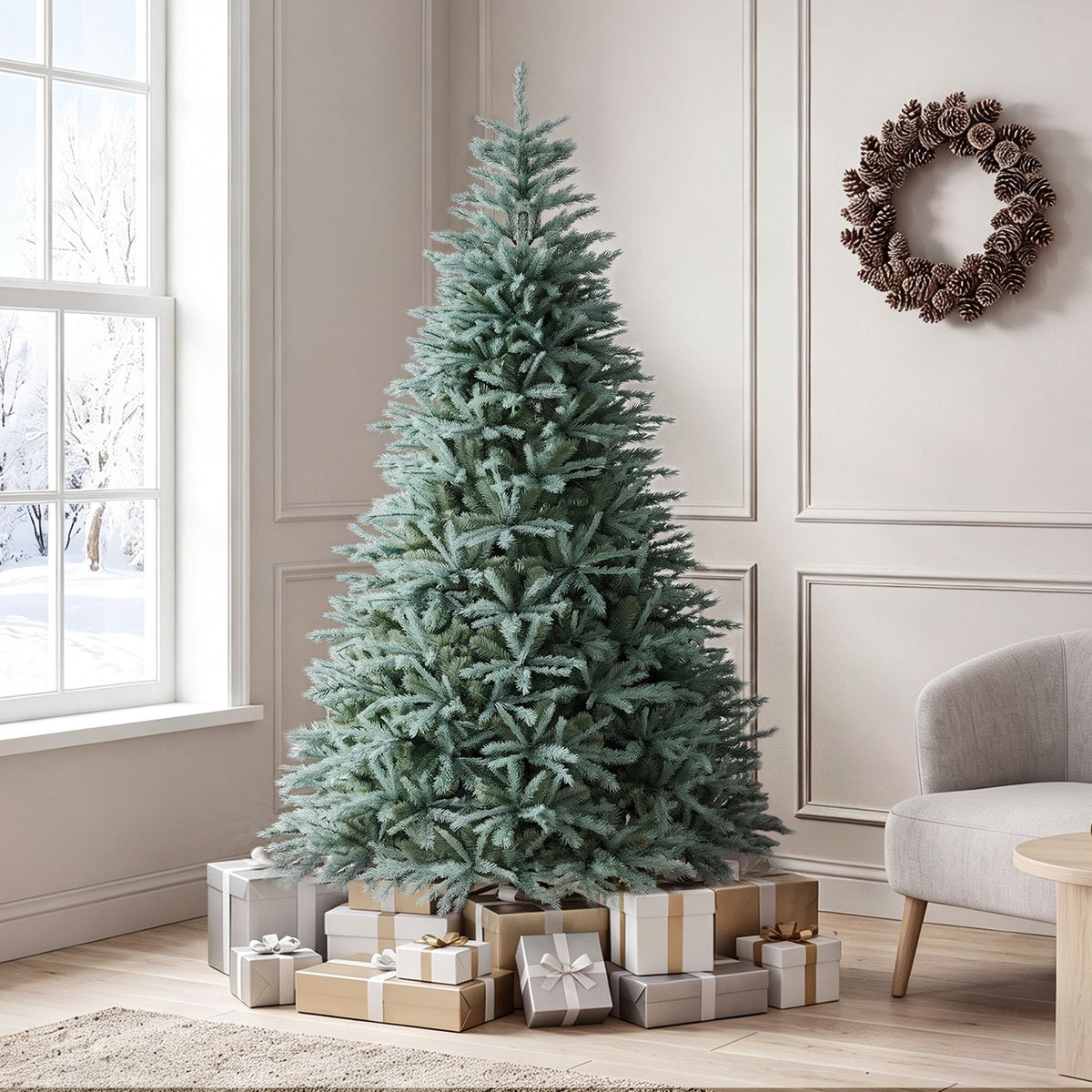 6/7/8 FT Artificial Spruce Christmas Tree with 775/1215/1765 Lush Branch Tips for Holiday