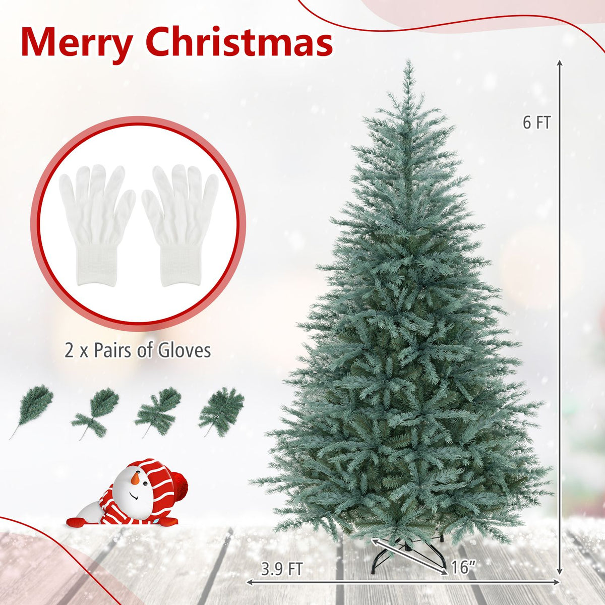6/7/8 FT Artificial Spruce Christmas Tree with 775/1215/1765 Lush Branch Tips for Holiday