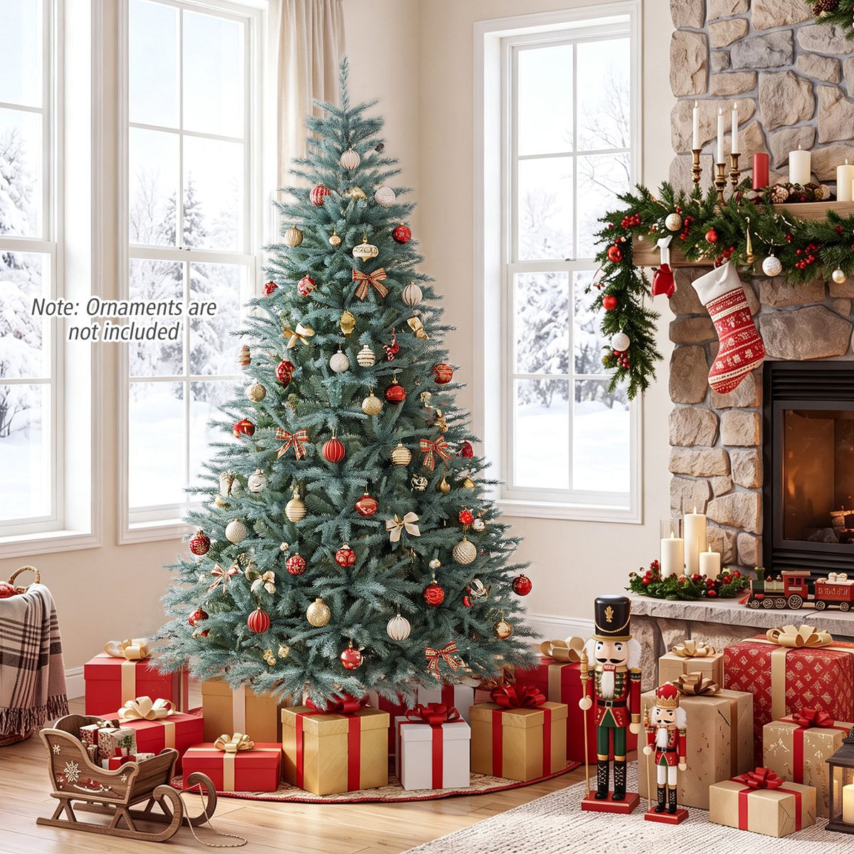 6/7/8 FT Artificial Spruce Christmas Tree with 775/1215/1765 Lush Branch Tips for Holiday