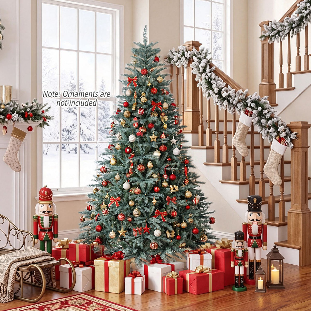 6/7/8 FT Artificial Spruce Christmas Tree with 775/1215/1765 Lush Branch Tips for Holiday
