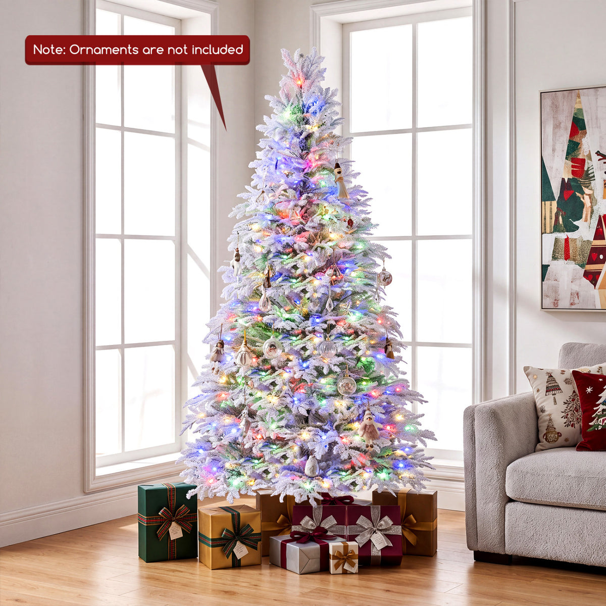 6 FT Pre-Lit Artificial Christmas Tree with Warm White and Multicolor LED Light