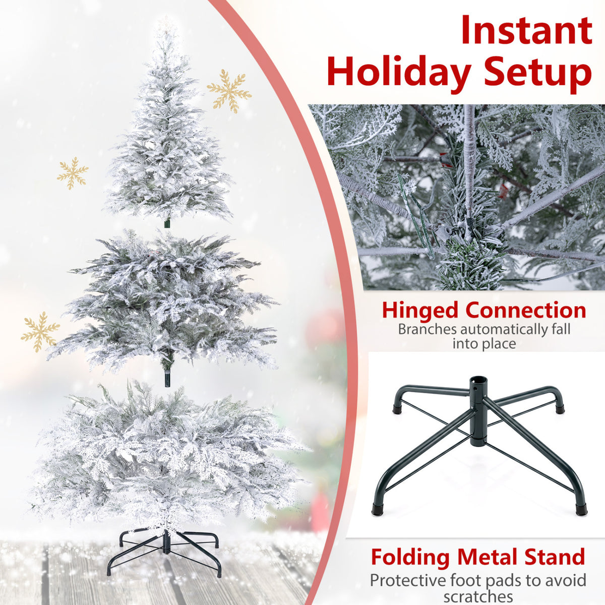 6 FT Pre-Lit Artificial Christmas Tree with Warm White and Multicolor LED Light