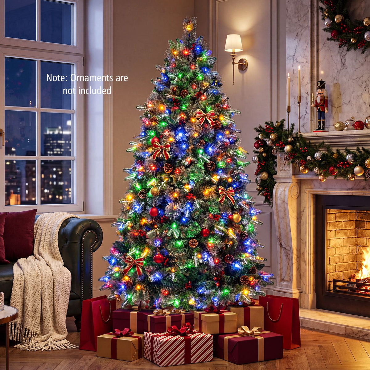 7 FT Pre-Lit Artificial Christmas Tree with Dual