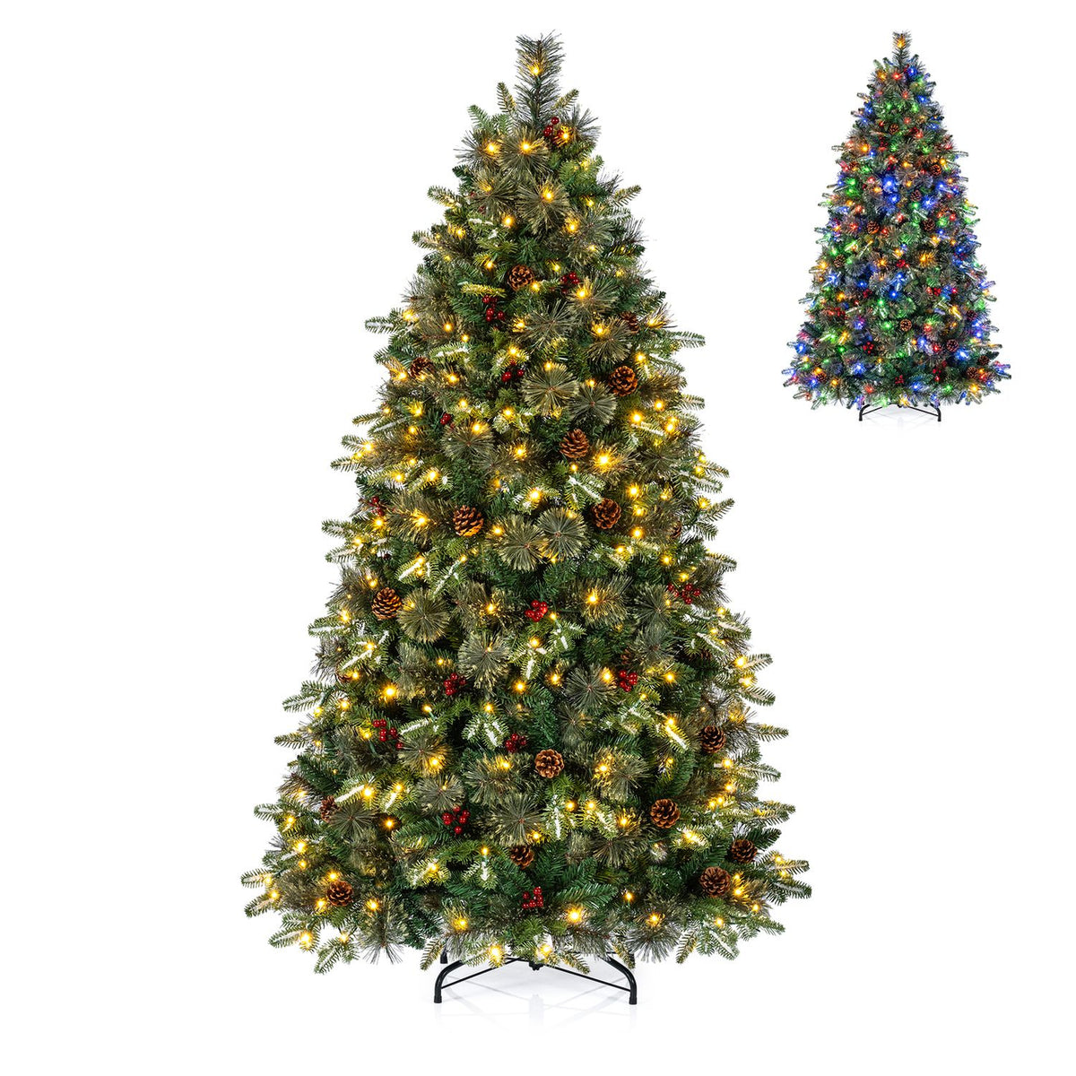 7 FT Pre-Lit Artificial Christmas Tree with Dual