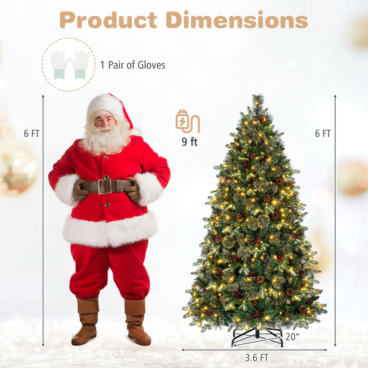 7 FT Pre-Lit Artificial Christmas Tree with Dual