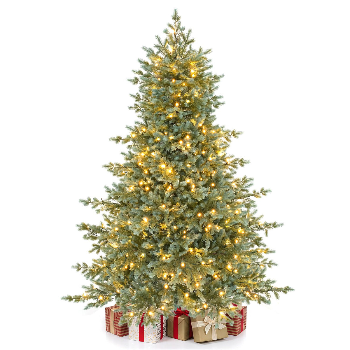 7 FT Pre-Lit Artificial Christmas Tree with 460 Warm White LED Lights
