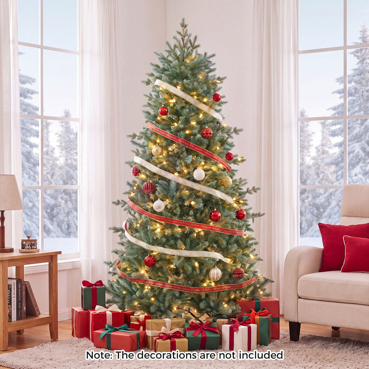 7 FT Pre-Lit Artificial Christmas Tree with 460 Warm White LED Lights
