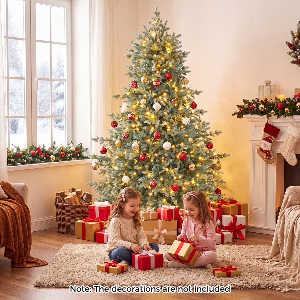 7 FT Pre-Lit Artificial Christmas Tree with 460 Warm White LED Lights