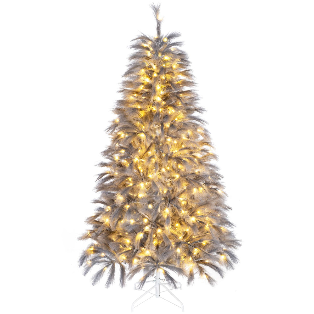 7 FT Pre-Lit Christmas Tree with Feather