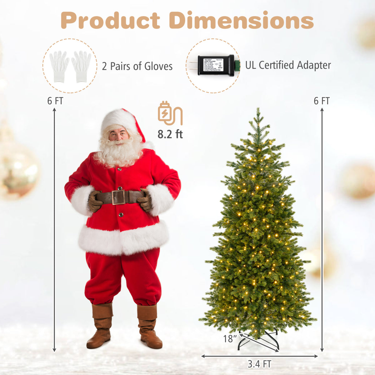 6 FT Pre-lit Christmas Tree with 250/470 Warm White and Multi