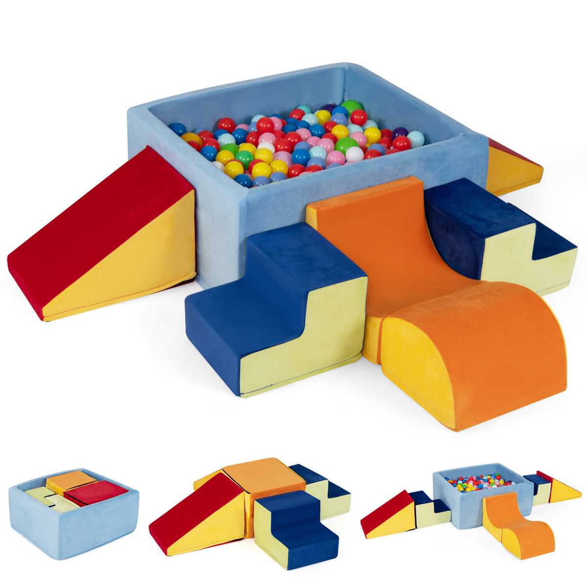 6-Piece Toddler Climbing Toys with Ball Pit for 1-3 Years Old (No Balls), Red