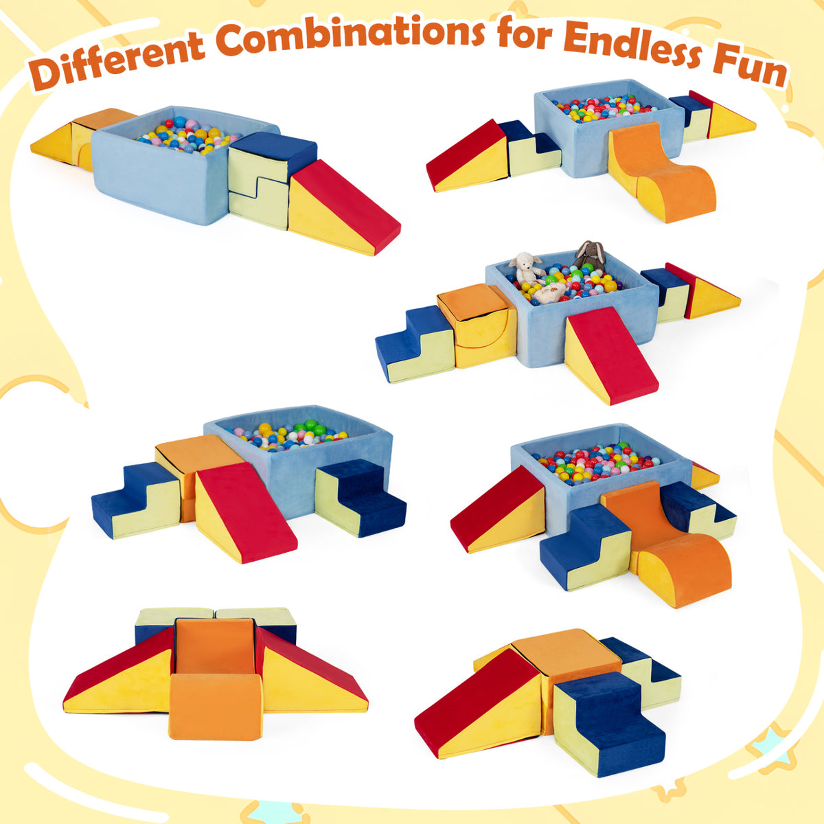 6-Piece Toddler Climbing Toys with Ball Pit for 1-3 Years Old (No Balls), Red