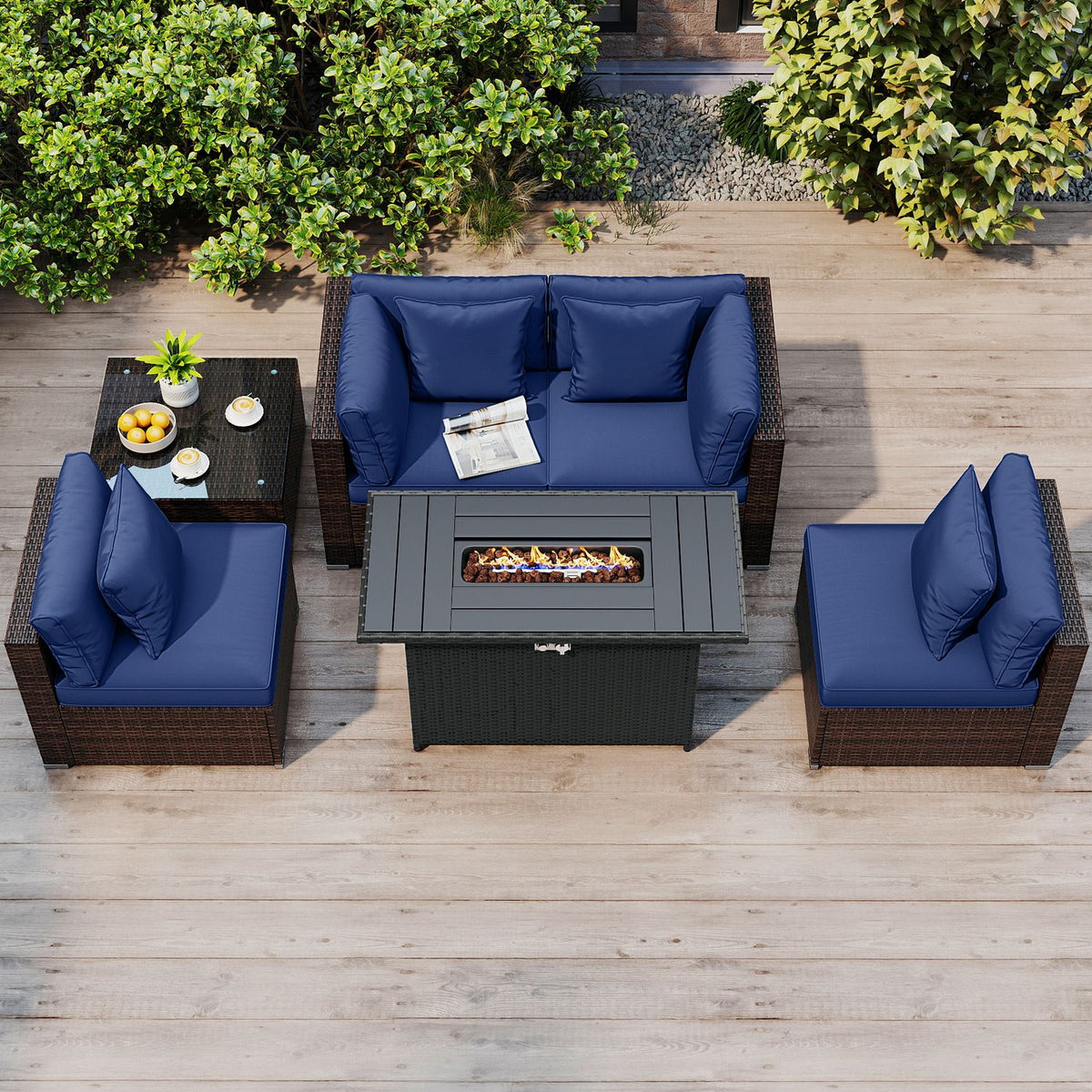 6-Piece Patio Conversation Set with 50 000 BTU Gas Fire Pit Table
