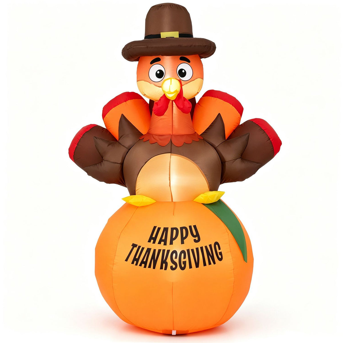 Orange Thanksgiving turkey inflatable shown alone against a white background