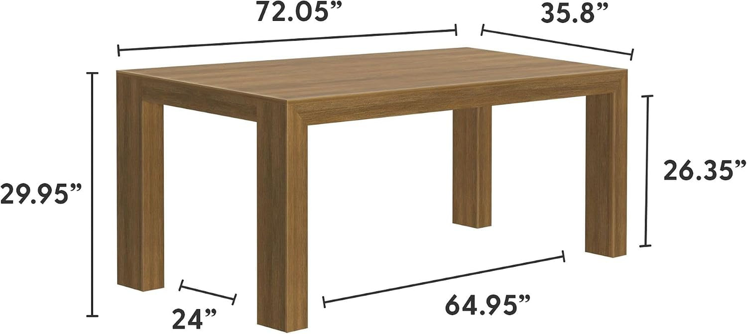 Isolated table diagram showing measured top and leg dimensions on a white background.