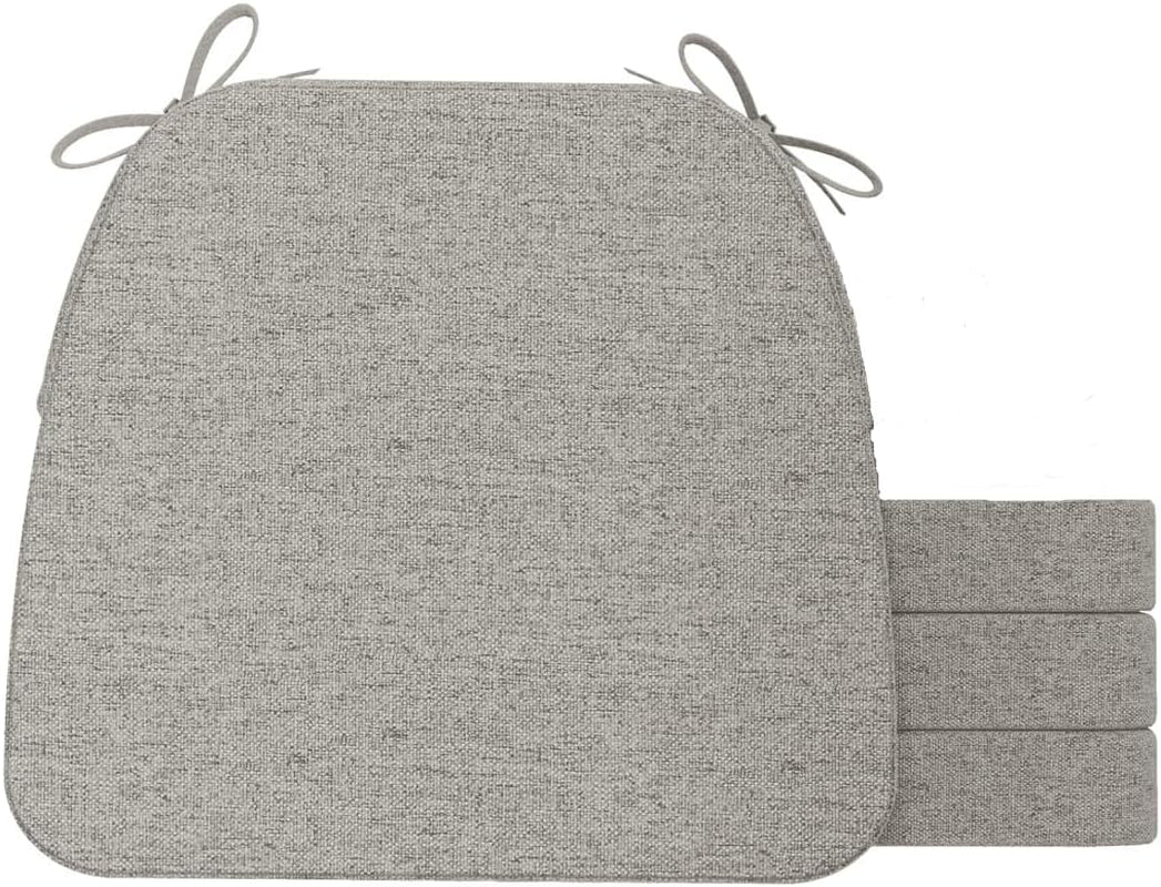 D-shaped cushion set in light heathered gray shown with one cushion front and three stacked behind.