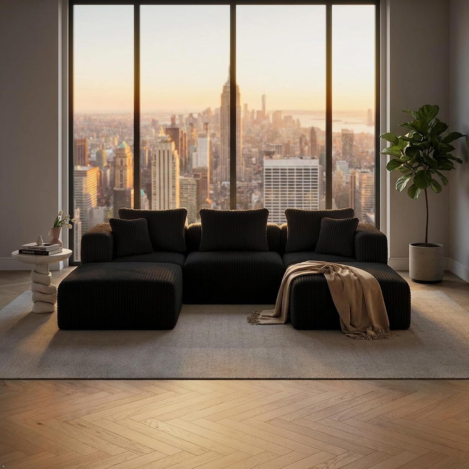 141" Modular Sectional Sofa, L Shape Plush Sectional Couch, Modern Cloud Design with Smarts Coil® Support, Boneless Sectional Couch for Large Living Room Apartment, No Assembly Required