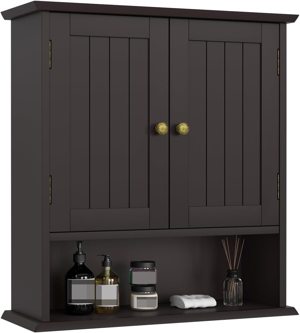 Bathroom Wall Cabinet, Bathroom Cabinet Wall Mount with 2 Doors and Open Shelf, Over The Toilet Wall Storage, gallery view 7