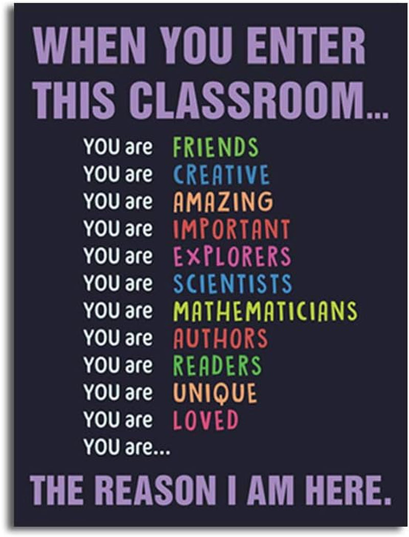 Single dark poster with bold header and a vertical list of colorful encouraging phrases against a black background.