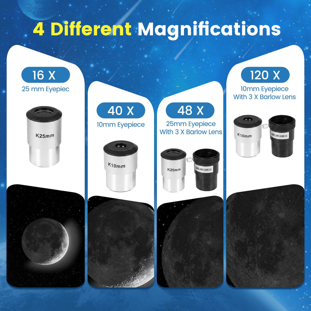 70 MM Aperture Refractor Telescope with Adjustable Tripod, Silver