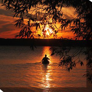 Kayak Sunset Outdoor Canvas Wall Art