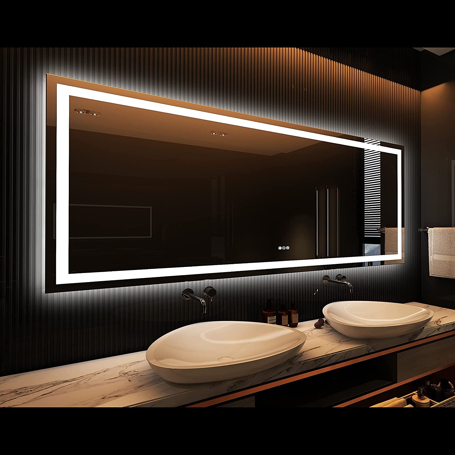 Amorho LED Mirror for Bathroom, 24"x30" with Front Light and Backlight | Stepless Dimmable, Anti-Fog, gallery view 45