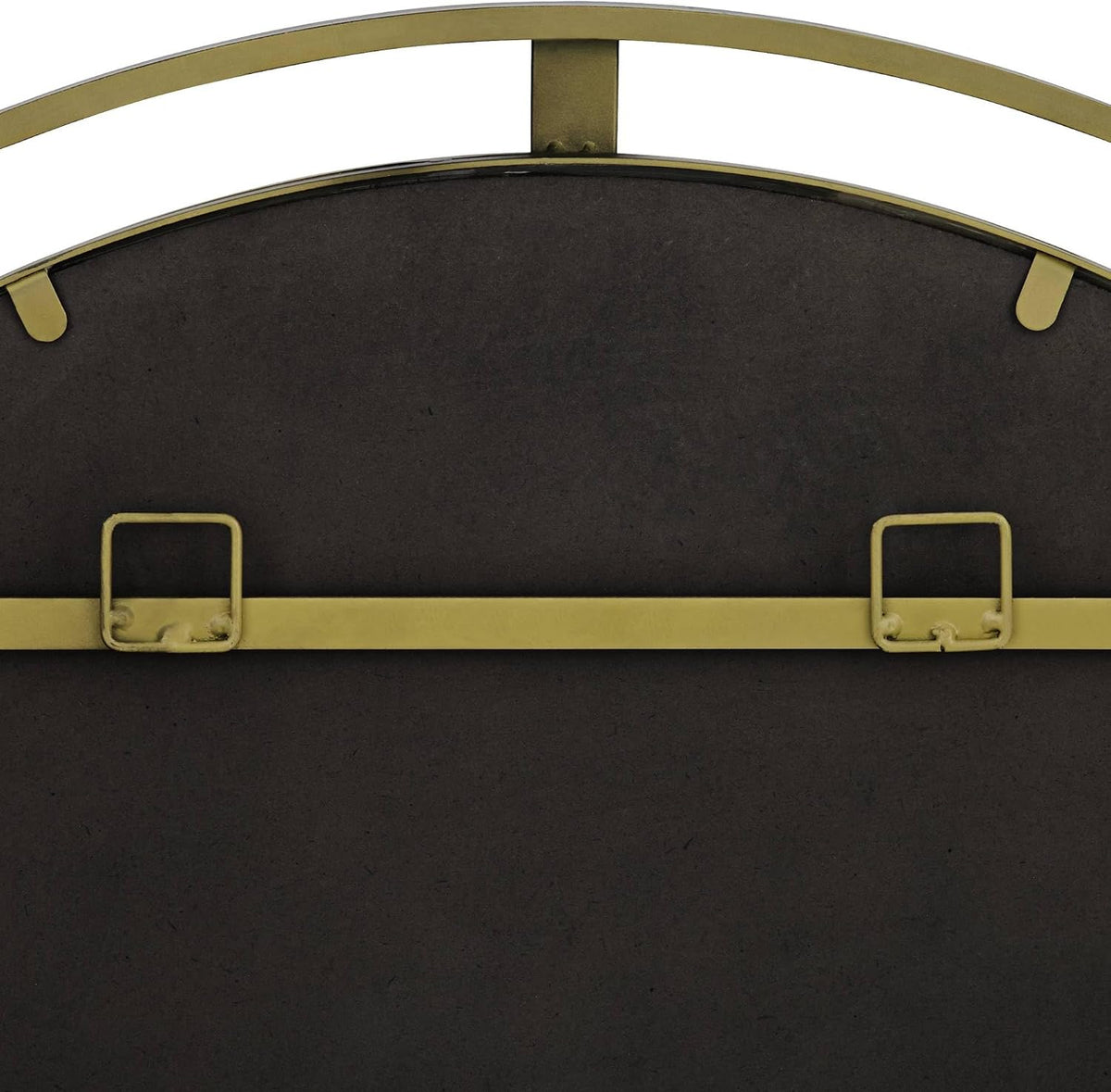 Rear view of mirror showing straight mounting bar with welded D-ring hangers and backing board