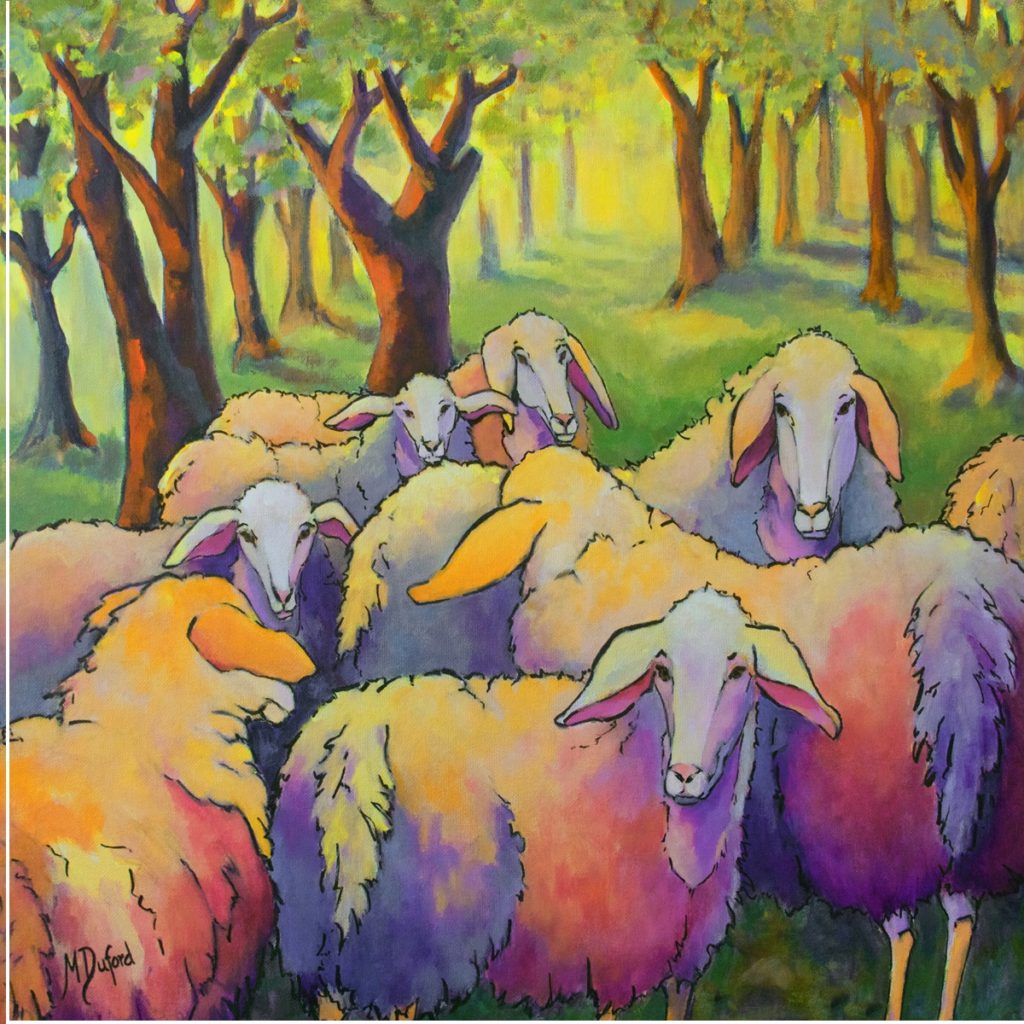 The Knitting Cirlce Outdoor Canvas Wall Art