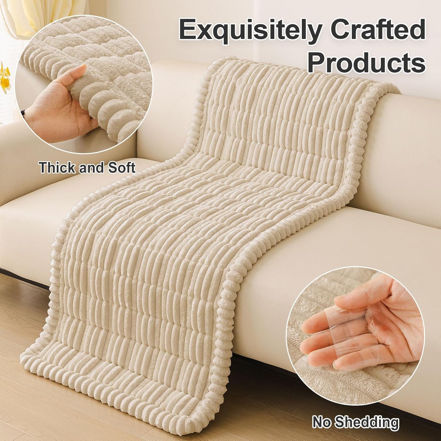 Couch Cover for Dogs, Washable Non Slip Plush Flannel Sofa Protector | Thick Flannel, Silicone Anti-Slip Backing, Pet Hair & Scratch Protection, Fits Sofa & Loveseat (27.6" X 70.9")