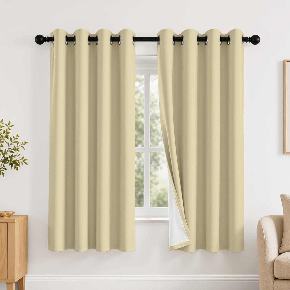 2 Panels 100% Blackout Curtains, Midweight Grommet Drapes | Thermal Insulated Drapes With White Backing, gallery view 82