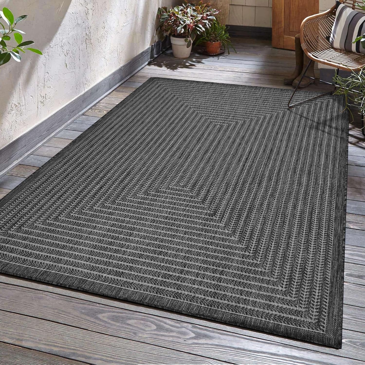 Adiva Rugs Outdoor Indoor Area Rug, Weather Resistant, Easy to Clean, Stain Resistant Floor Mat for Dining, gallery view 13