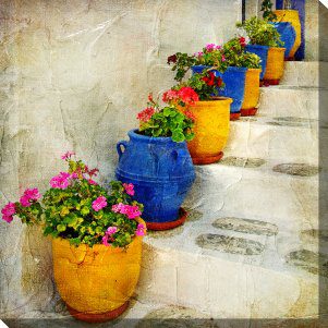 Bright Pots Outdoor Canvas Wall Art