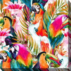 Bright Parrots Outdoor Canvas Wall Art