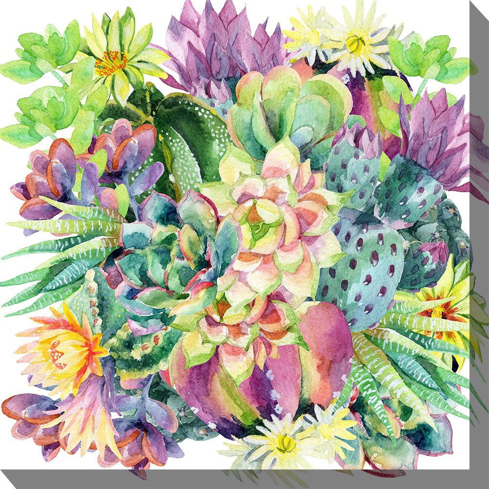 Succulent Blooms Outdoor Canvas Wall Art