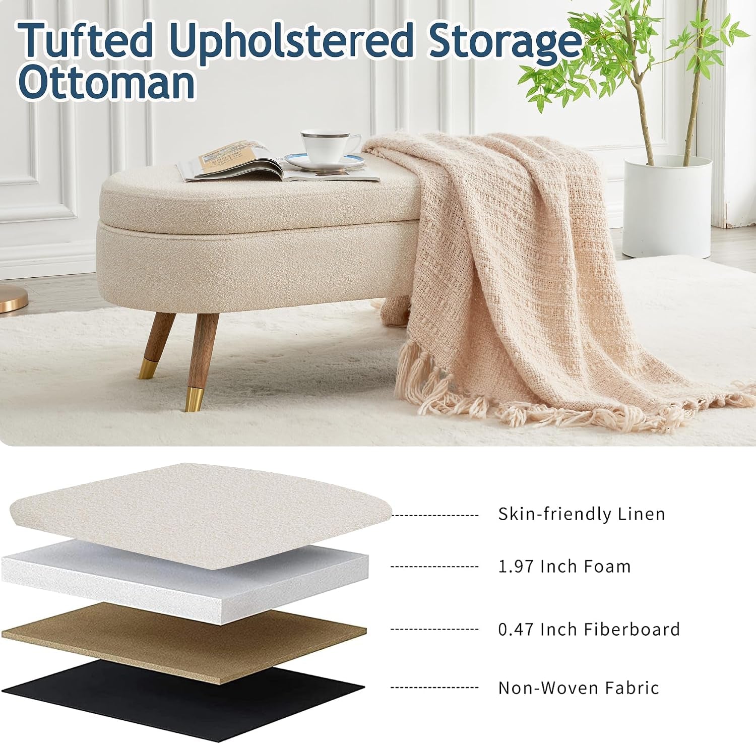 Layer diagram illustrating seat construction with fabric layer, foam, fiberboard and non-woven backing