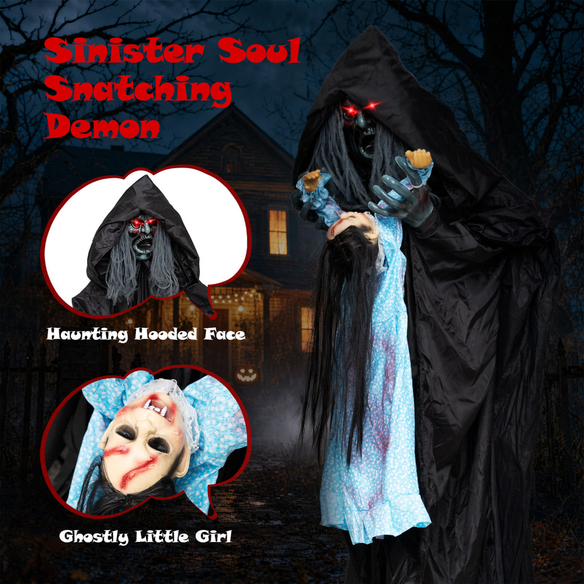 7.2 Ft Animated Halloween Soul Sucker Decoration with Lowering Head