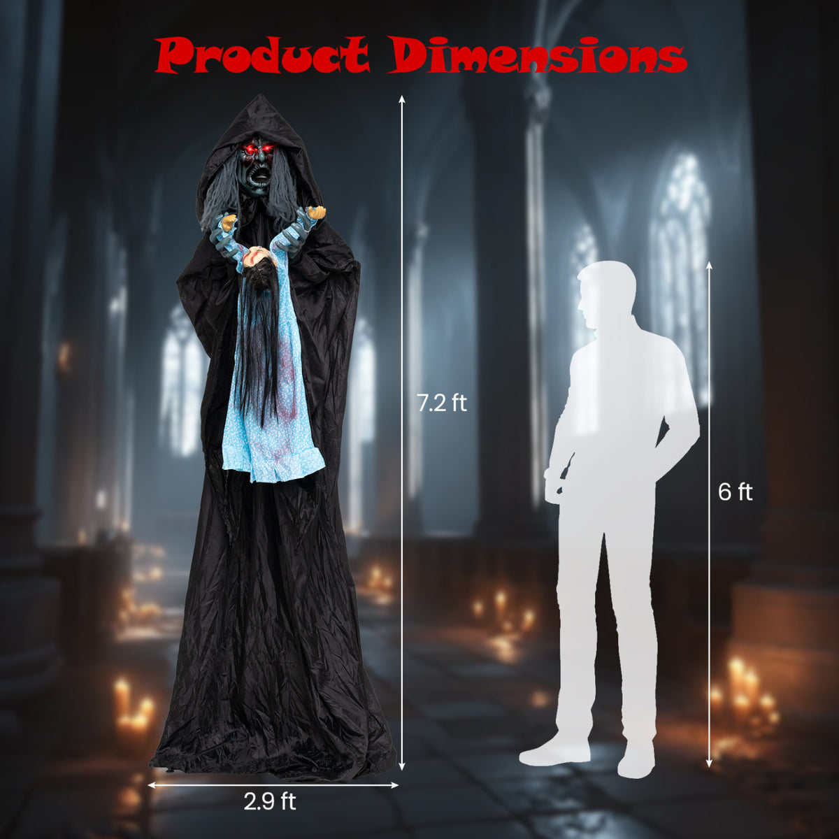 7.2 Ft Animated Halloween Soul Sucker Decoration with Lowering Head