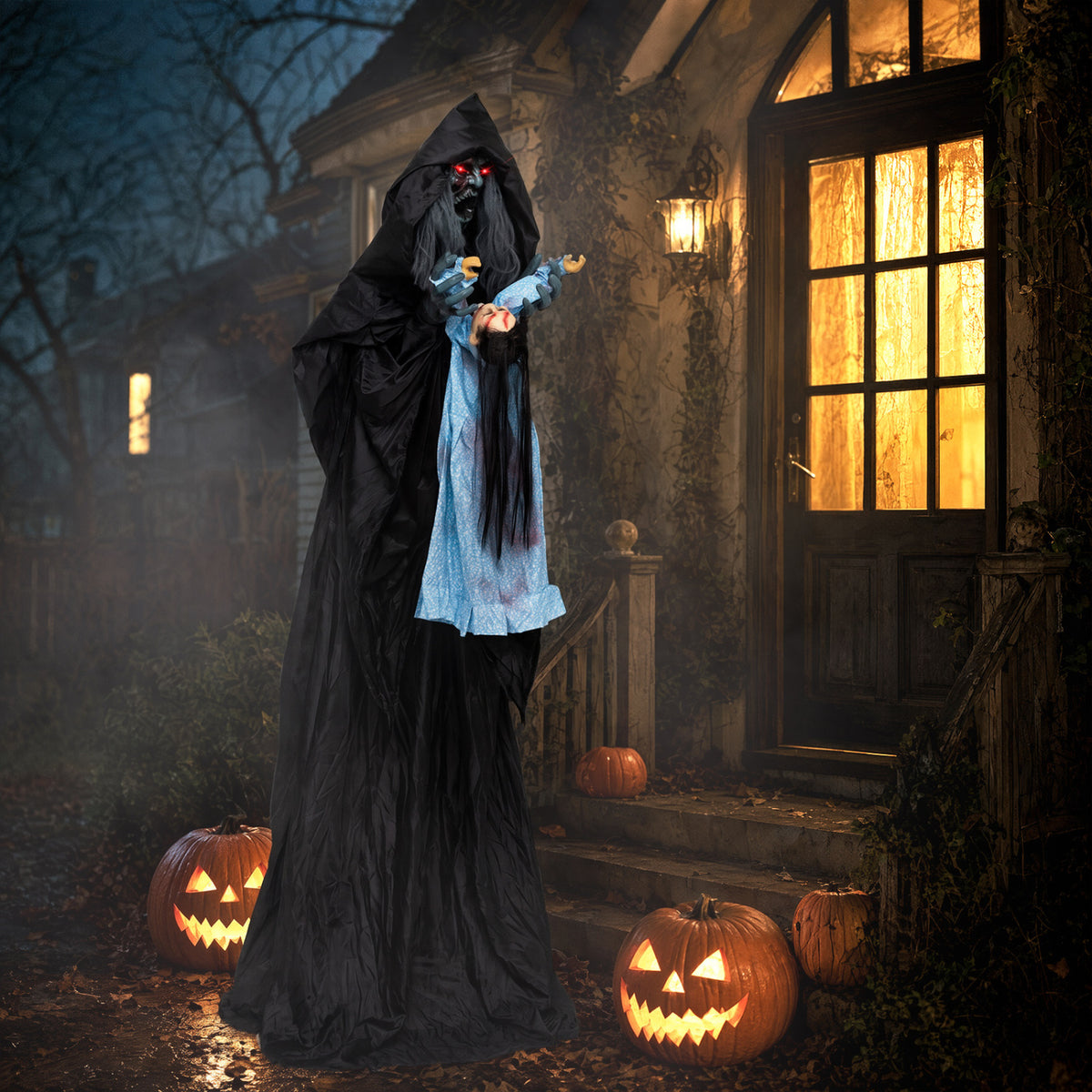 7.2 Ft Animated Halloween Soul Sucker Decoration with Lowering Head