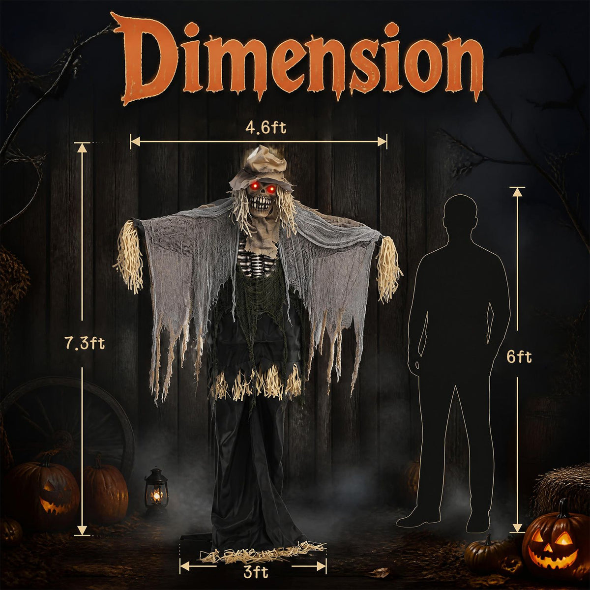 7.3 FT Halloween Animated Scarecrow Decoration