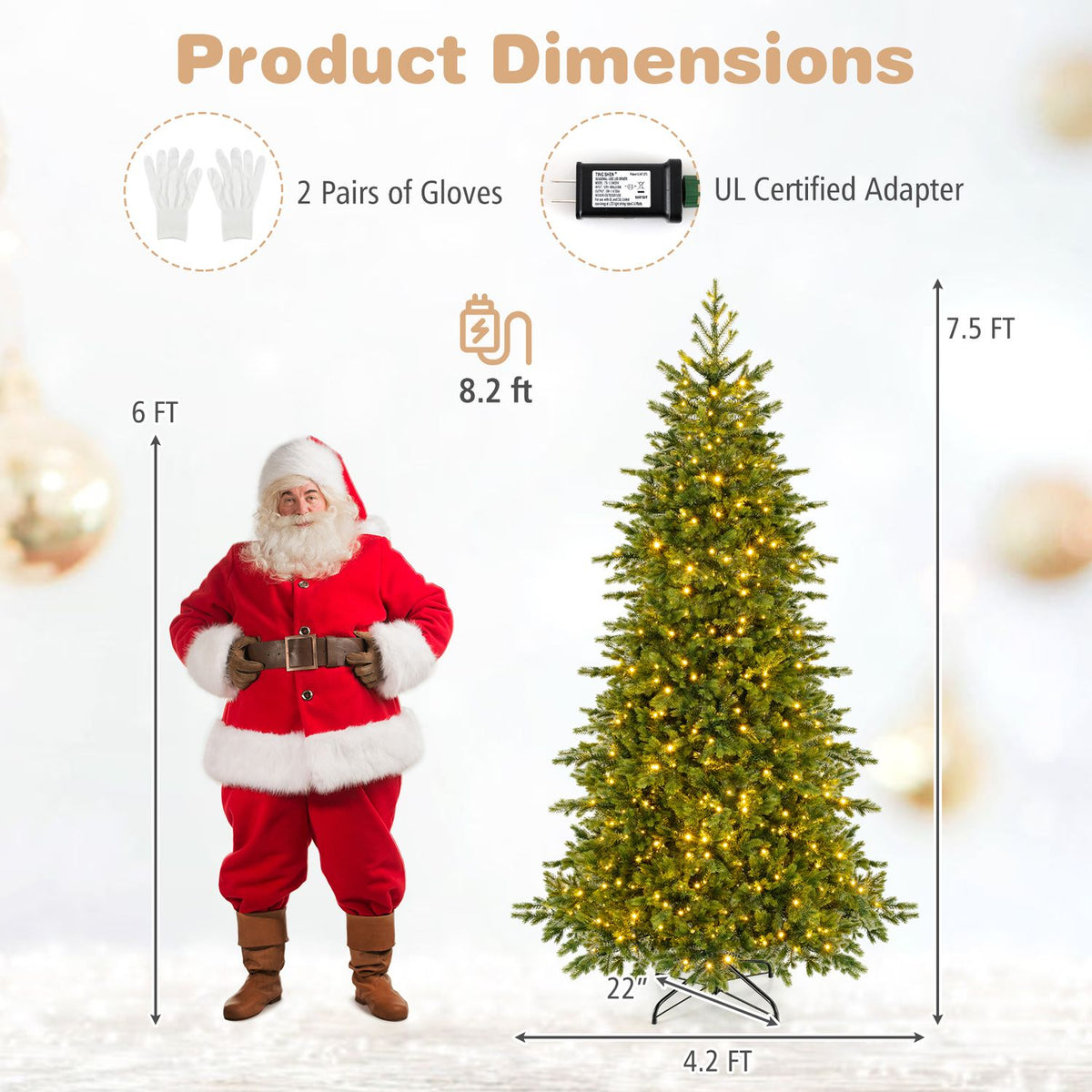 6 FT Pre-lit Christmas Tree with 250/470 Warm White and Multi
