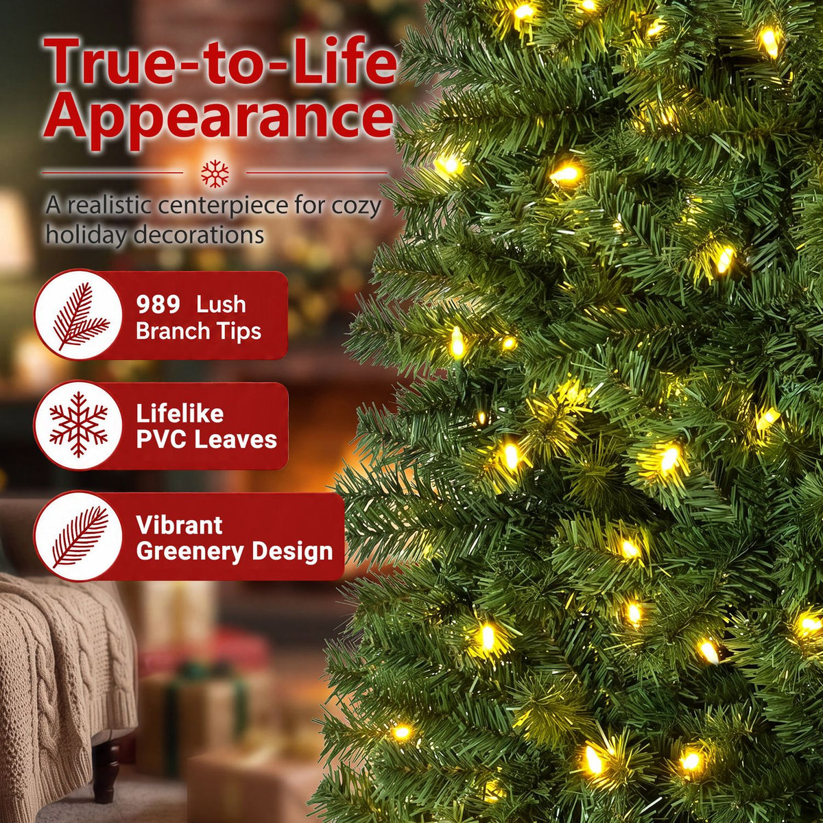 7.5 FT Smart Pencil Christmas Tree with Pre