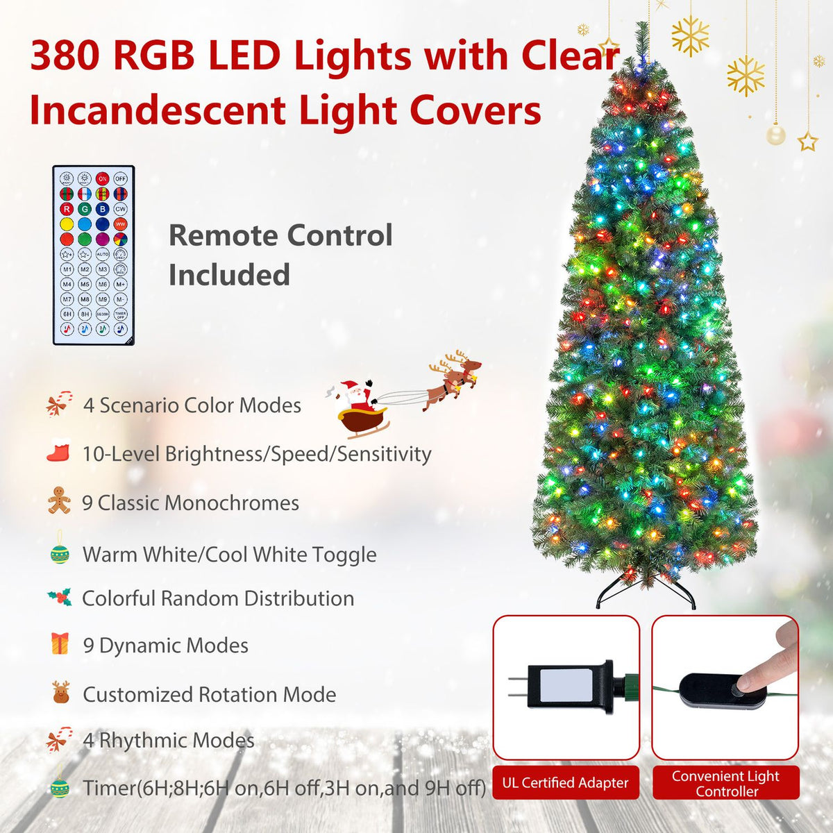 7.5 FT Smart Pencil Christmas Tree with Pre