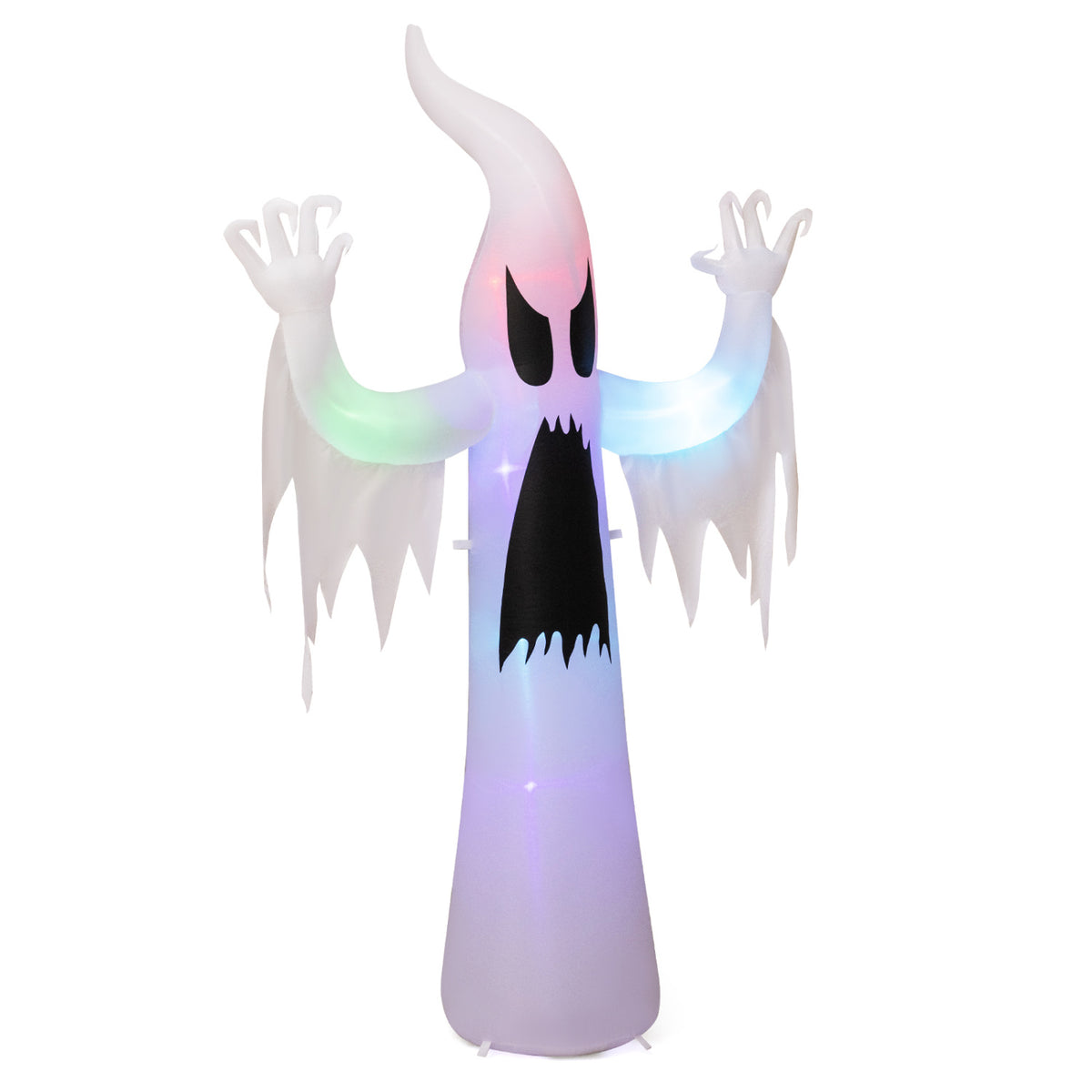 The ghost inflatable glows softly in pastel colors against a white background.