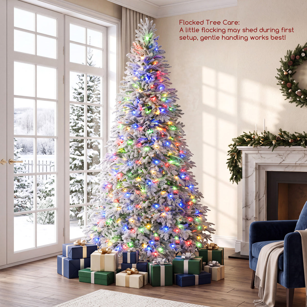 6 FT Pre-Lit Artificial Christmas Tree with Warm White and Multicolor LED Light