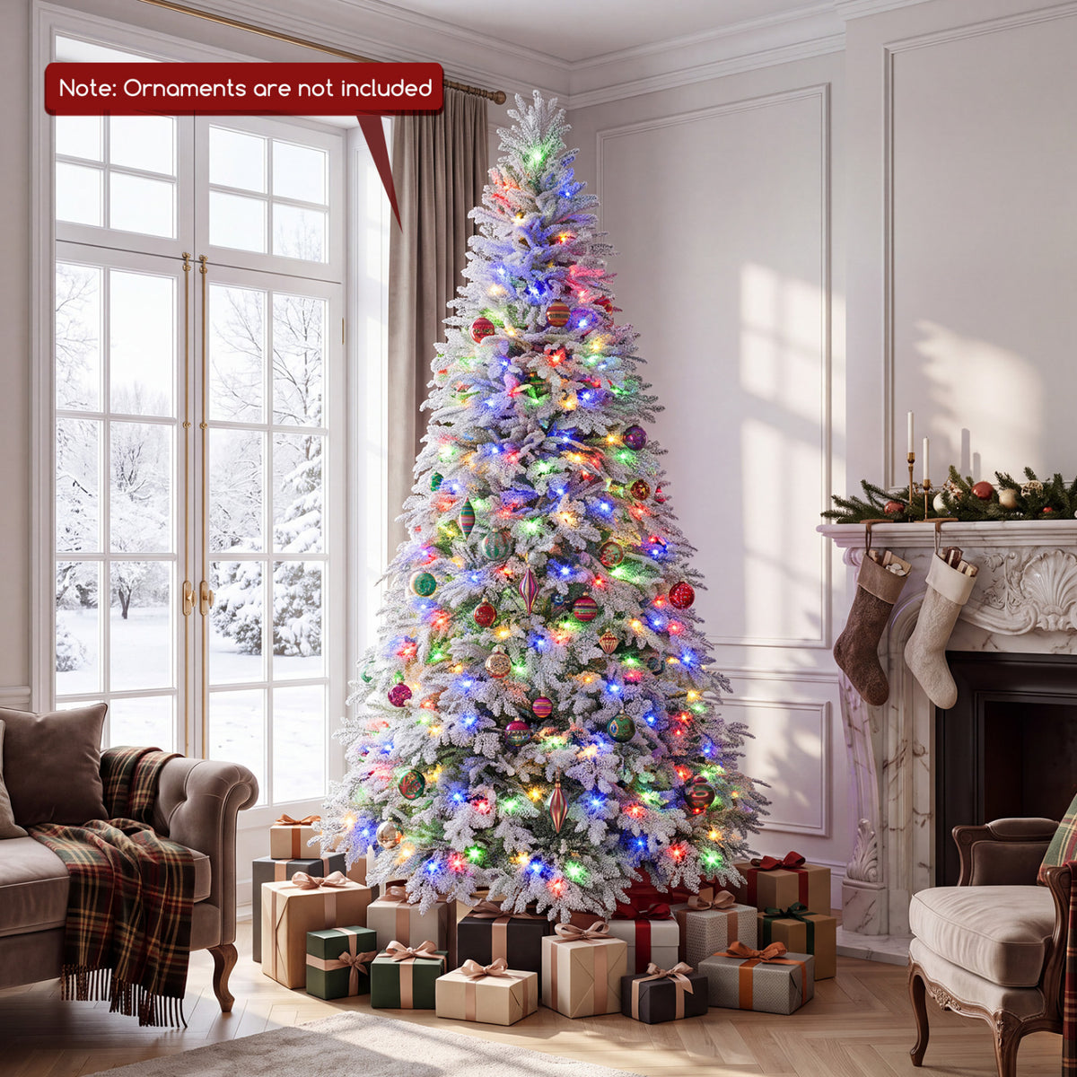 6 FT Pre-Lit Artificial Christmas Tree with Warm White and Multicolor LED Light