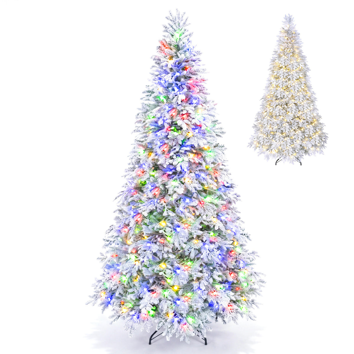 6 FT Pre-Lit Artificial Christmas Tree with Warm White and Multicolor LED Light